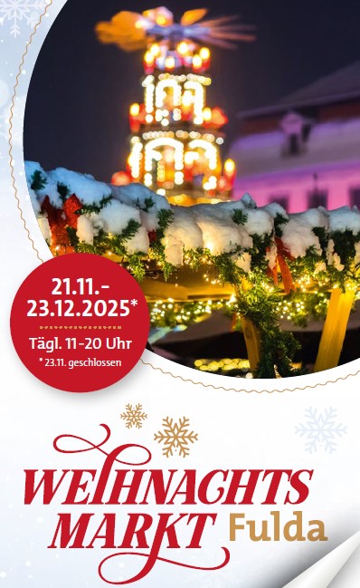 fuldaliebe, Weihnachtsmarkt Fulda mit Pyramide 2025